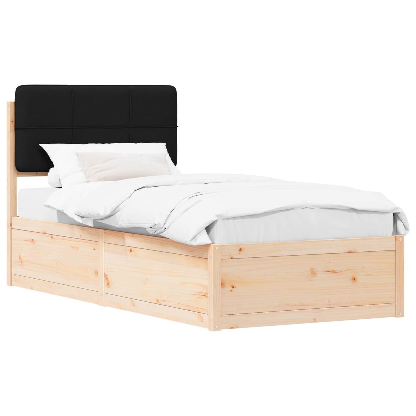 Letto con Testiera Rivestita Nero 80 x 200 cm Pino massello | homemem39
