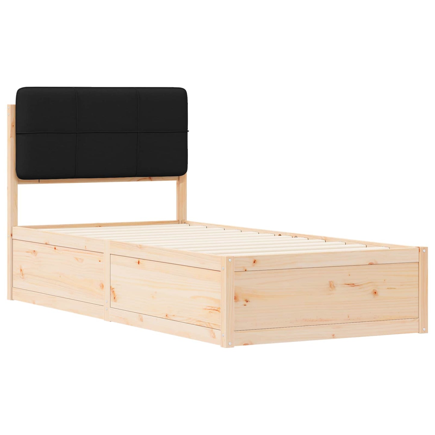 Letto con Testiera Rivestita Nero 80 x 200 cm Pino massello | homemem39