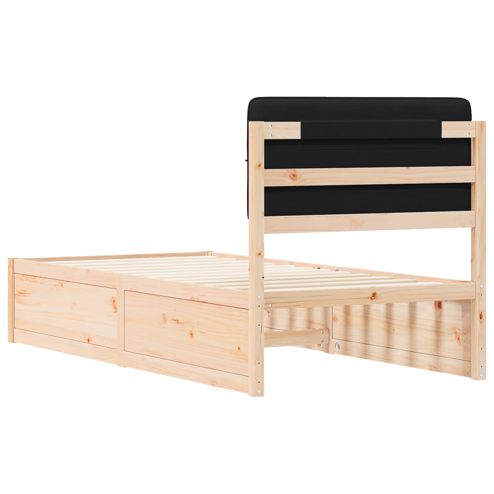 Letto con Testiera Rivestita Nero 80 x 200 cm Pino massello | homemem39
