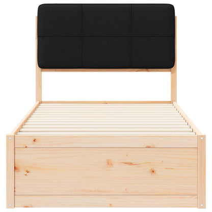 Letto con Testiera Rivestita Nero 80 x 200 cm Pino massello | homemem39