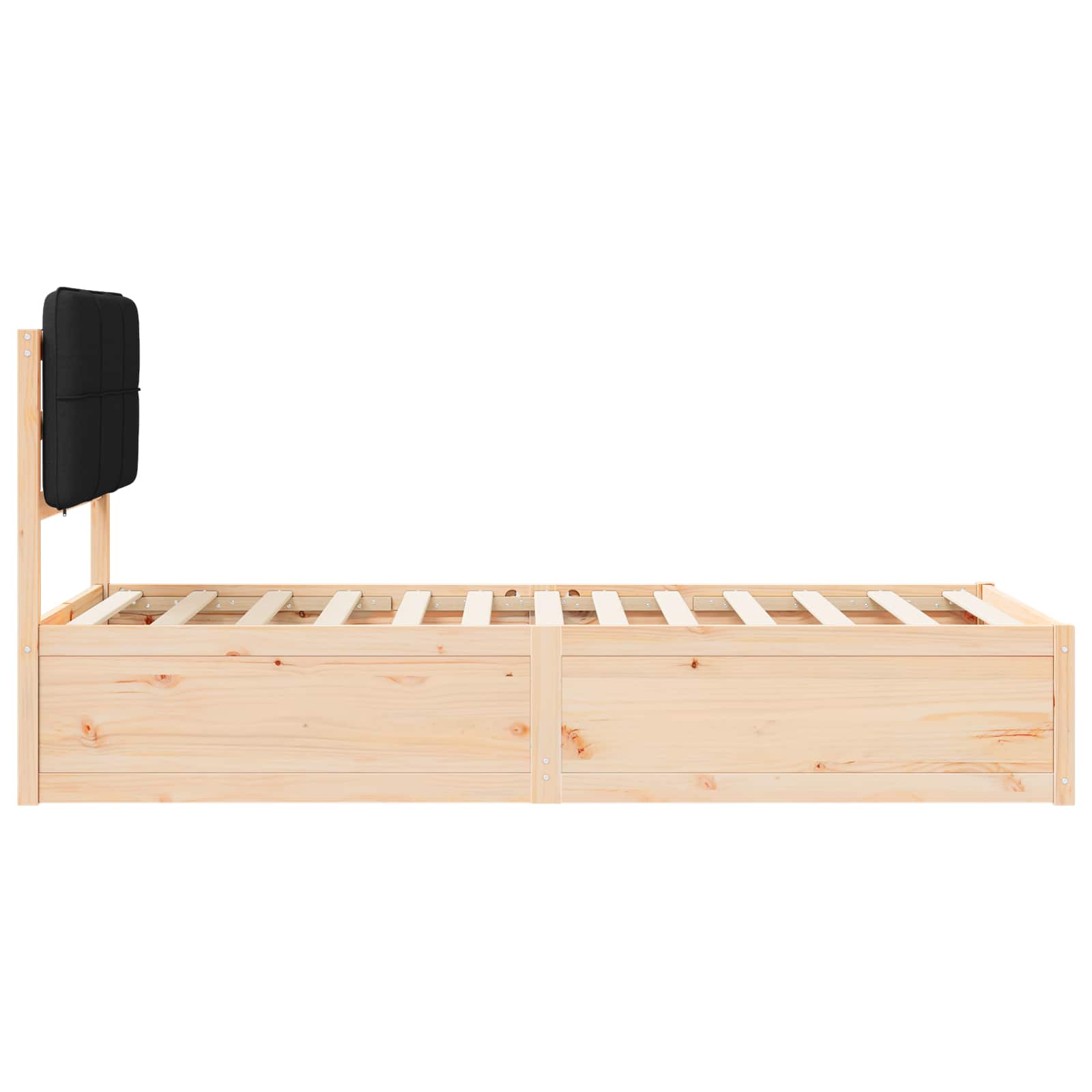 Letto con Testiera Rivestita Nero 80 x 200 cm Pino massello | homemem39