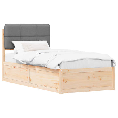 Letto con Testiera Rivestita Grigio chiaro 75 x 190 cm | homemem39