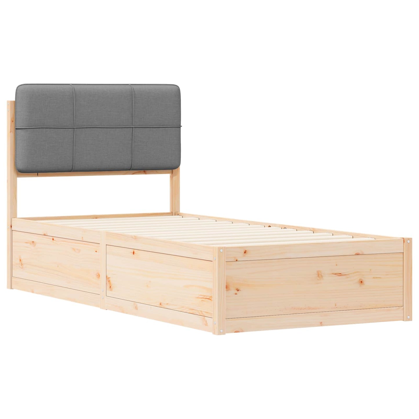 Letto con Testiera Rivestita Grigio chiaro 75 x 190 cm | homemem39
