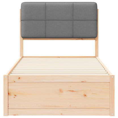 Letto con Testiera Rivestita Grigio chiaro 75 x 190 cm | homemem39
