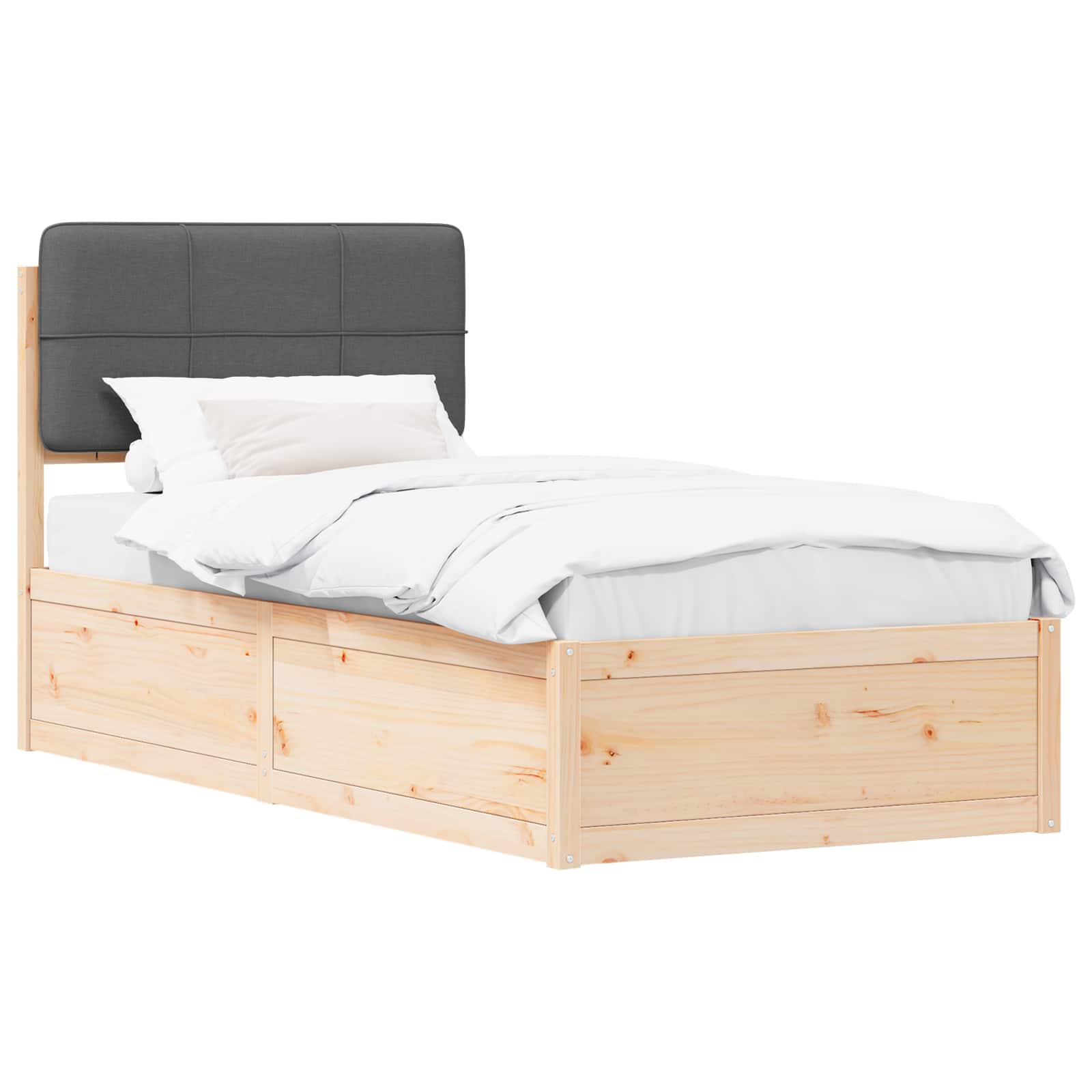 Letto con Testiera Rivestita Grigio scuro 75 x 190 cm | homemem39