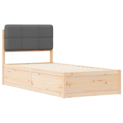 Letto con Testiera Rivestita Grigio scuro 75 x 190 cm | homemem39