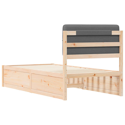 Letto con Testiera Rivestita Grigio scuro 75 x 190 cm | homemem39