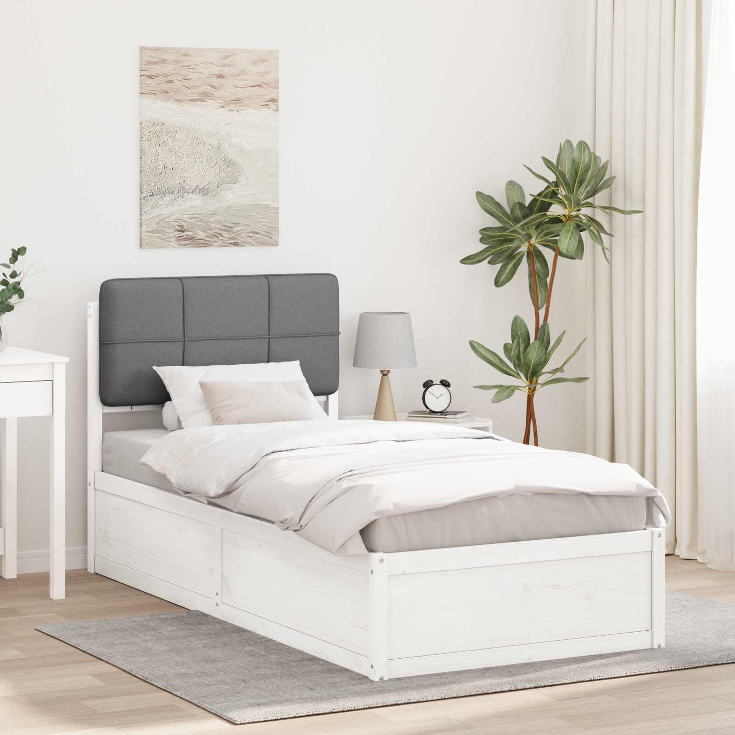 Letto con Testiera Rivestita Grigio chiaro 75 x 190 cm | homemem39