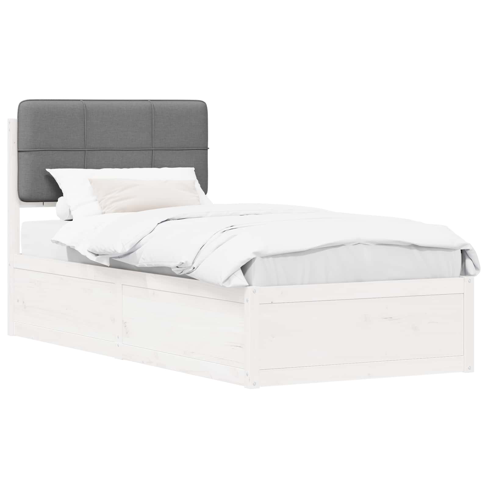 Letto con Testiera Rivestita Grigio chiaro 75 x 190 cm | homemem39