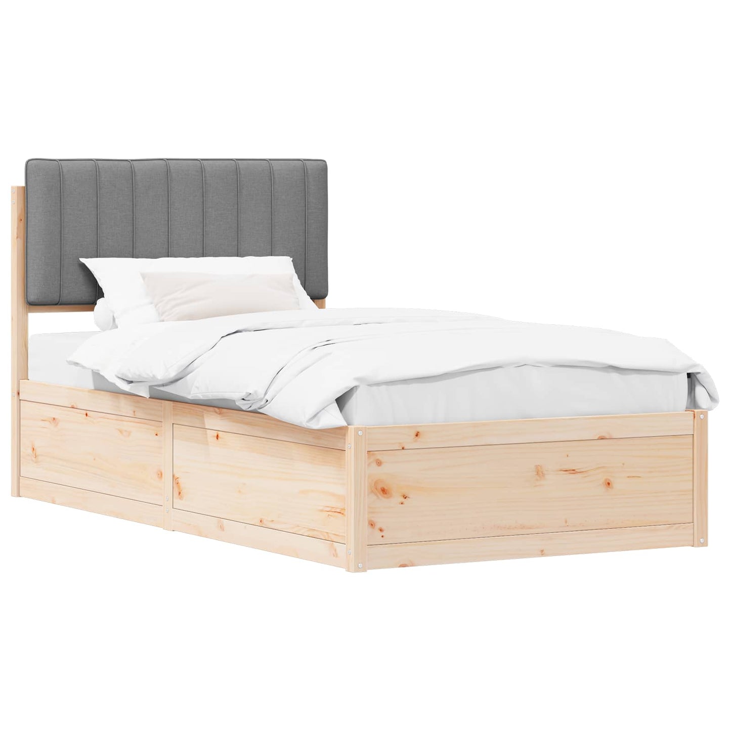 Letto con Testiera Rivestita Grigio chiaro 100 x 200 cm | homemem39