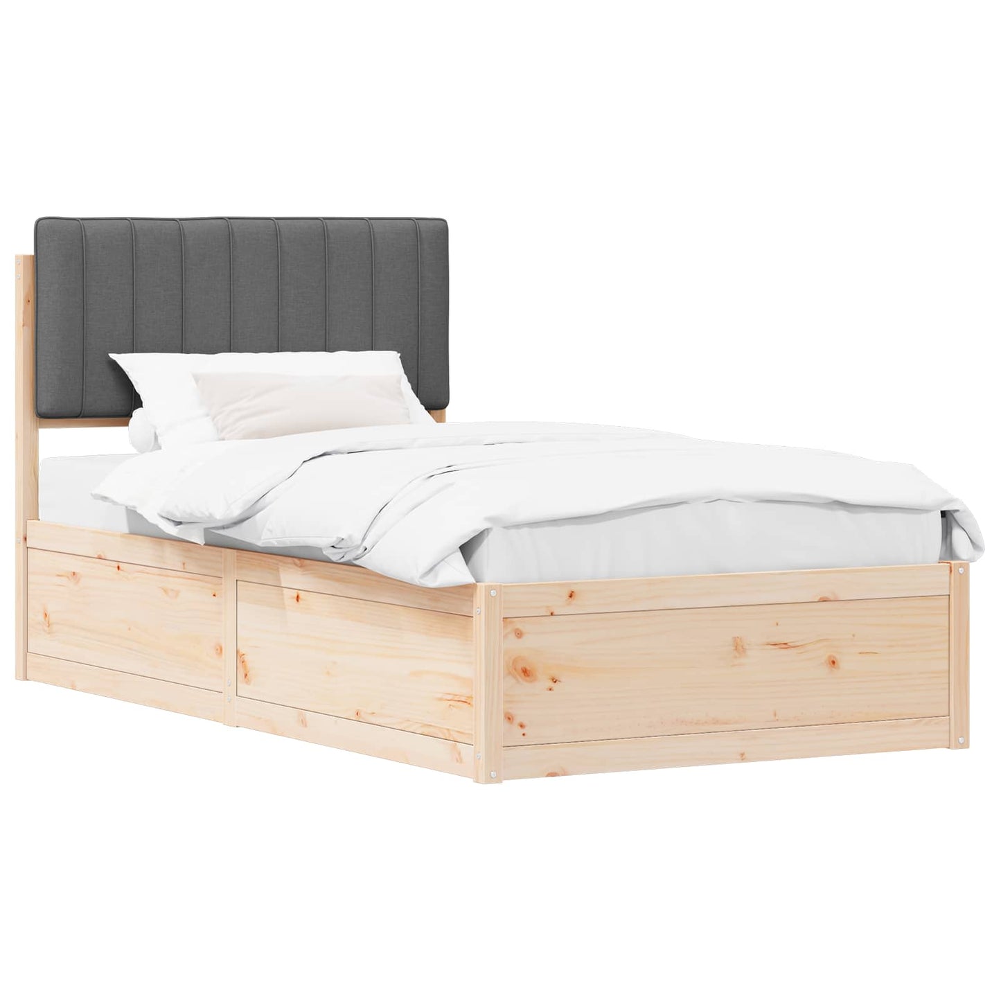 Letto con Testiera Rivestita Grigio scuro 100 x 200 cm | homemem39
