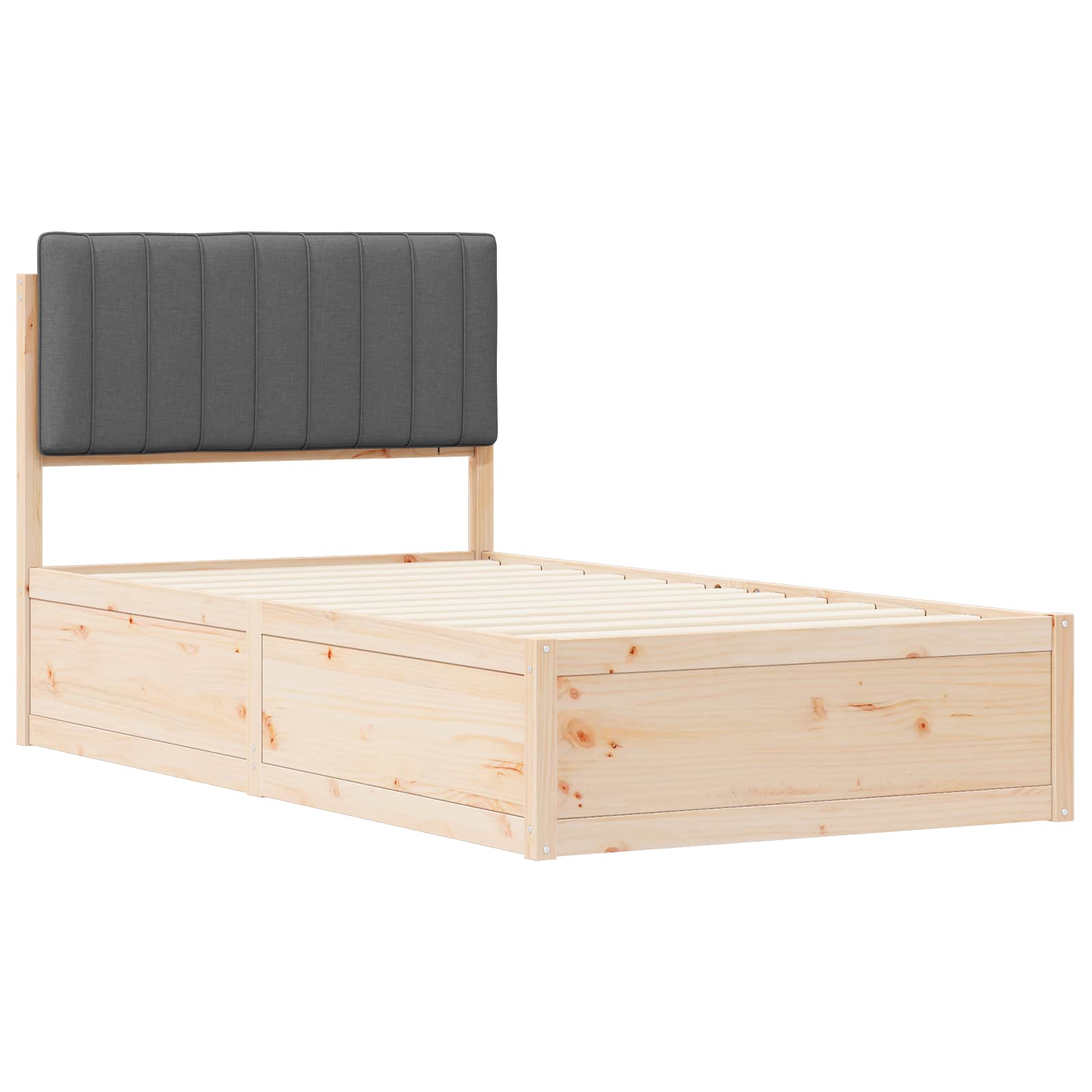 Letto con Testiera Rivestita Grigio scuro 100 x 200 cm | homemem39