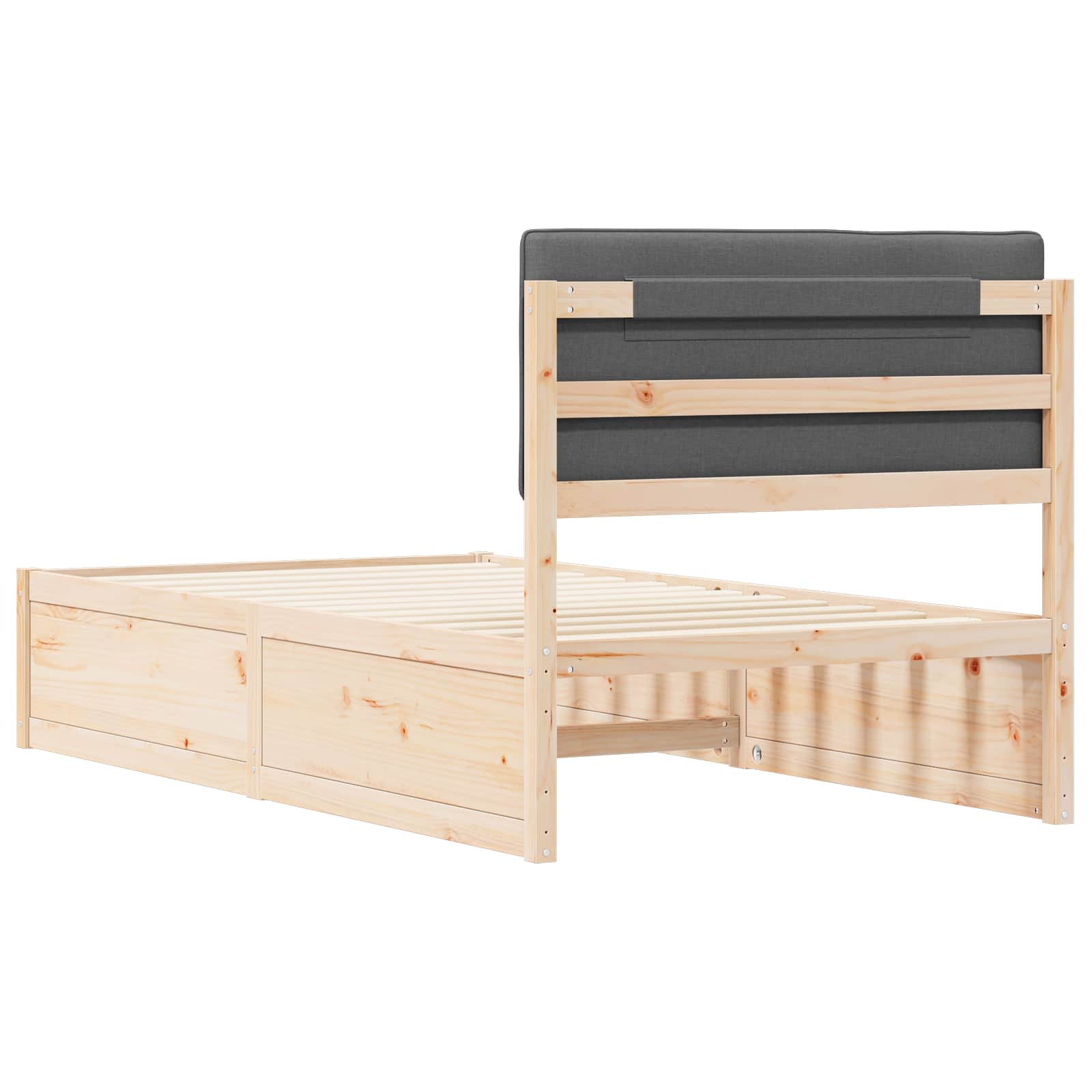 Letto con Testiera Rivestita Grigio scuro 100 x 200 cm | homemem39