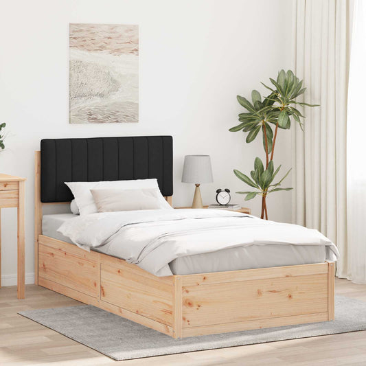 Letto con Testiera Rivestita Nero 100 x 200 cm Pino massello | homemem39