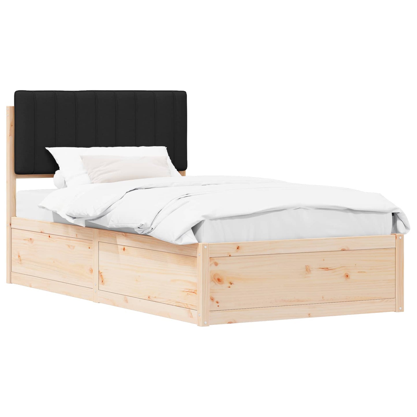 Letto con Testiera Rivestita Nero 100 x 200 cm Pino massello | homemem39