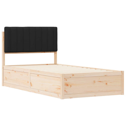Letto con Testiera Rivestita Nero 100 x 200 cm Pino massello | homemem39