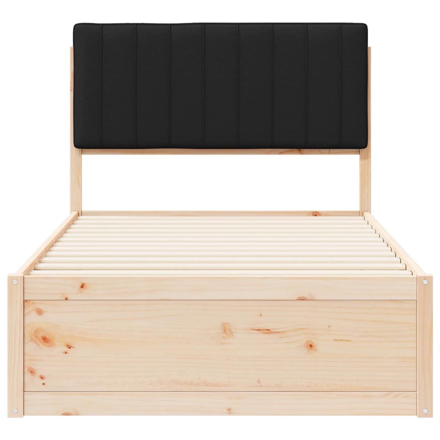 Letto con Testiera Rivestita Nero 100 x 200 cm Pino massello | homemem39