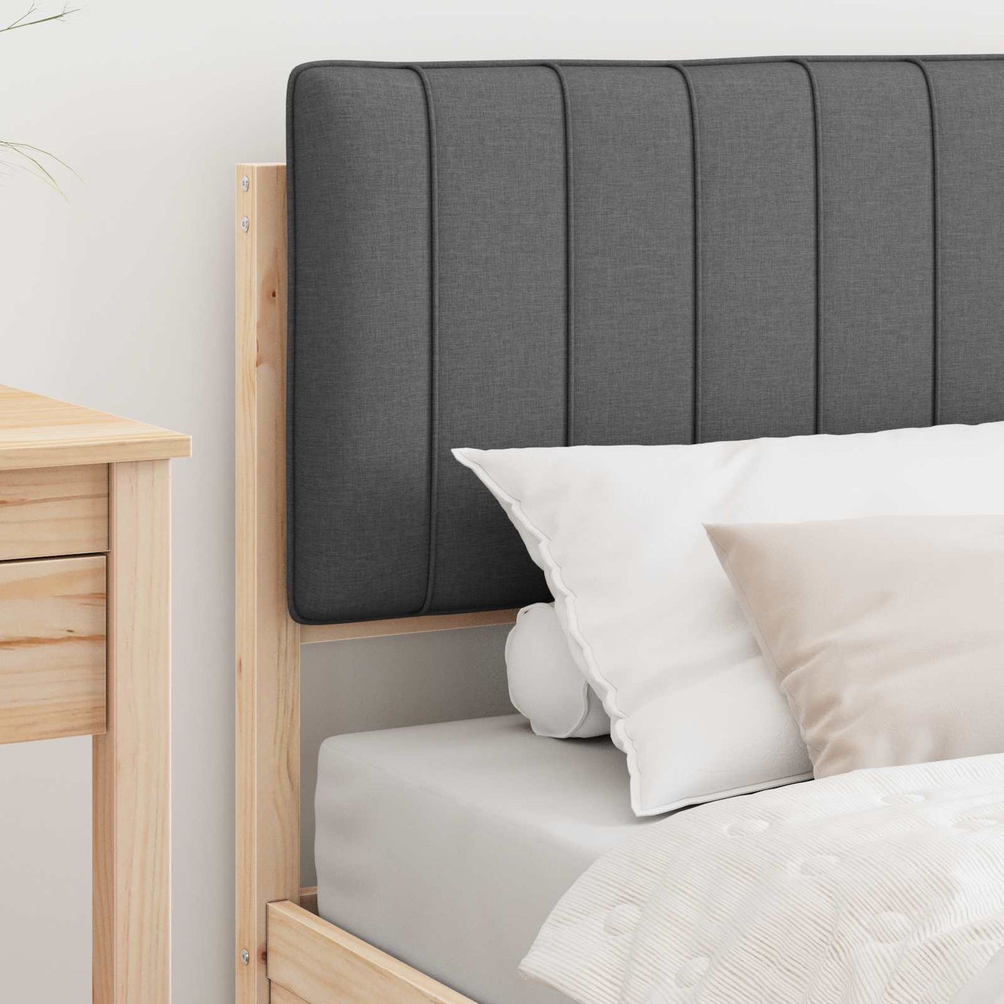 Letto con Testiera Rivestita Grigio scuro 90 x 200 cm | homemem39