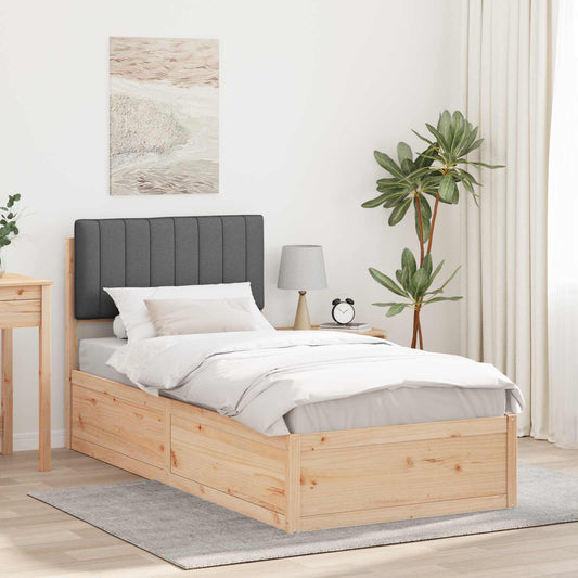 Letto con Testiera Rivestita Grigio scuro 90 x 200 cm | homemem39