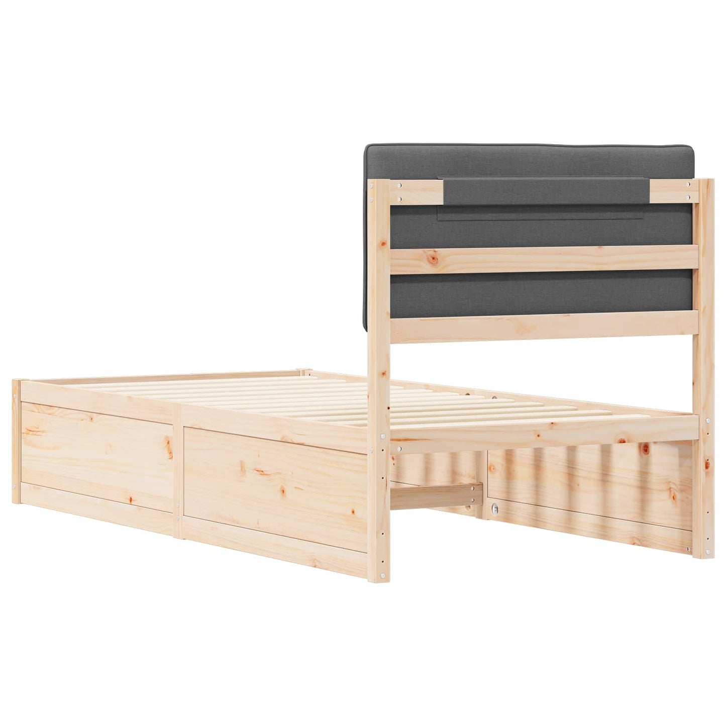 Letto con Testiera Rivestita Grigio scuro 90 x 200 cm | homemem39