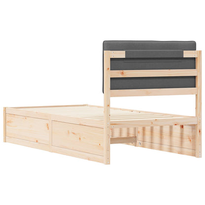Letto con Testiera Rivestita Grigio scuro 90 x 200 cm | homemem39