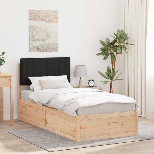 Letto con Testiera Rivestita Nero 90 x 200 cm Pino massello | homemem39