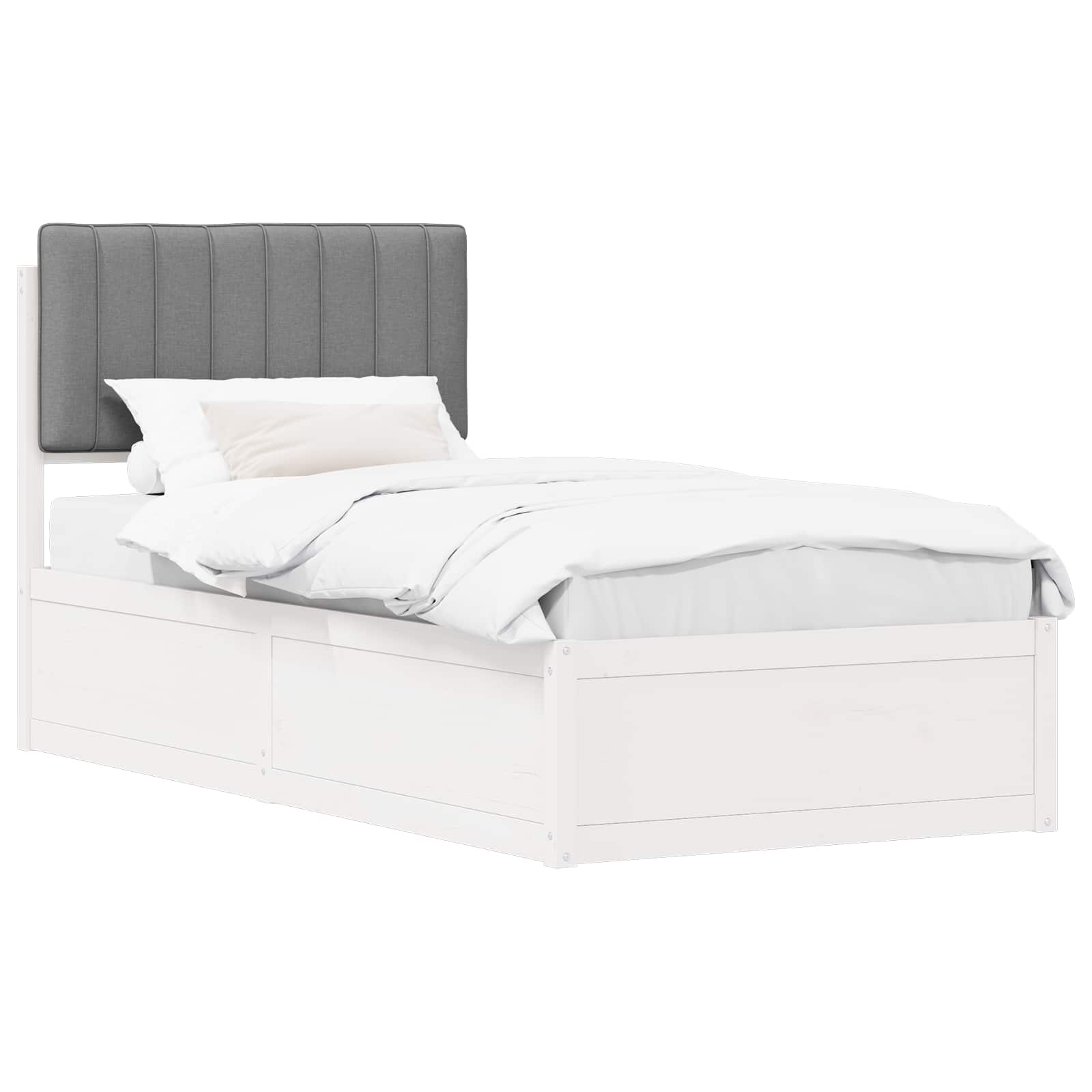 Letto con Testiera Rivestita Grigio chiaro 90 x 200 cm | homemem39