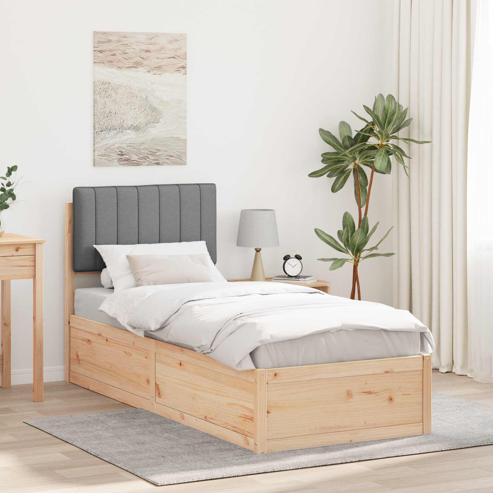 Letto con Testiera Rivestita Grigio chiaro 80 x 200 cm | homemem39