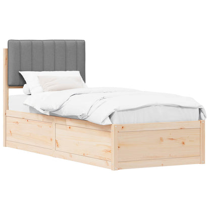 Letto con Testiera Rivestita Grigio chiaro 80 x 200 cm | homemem39