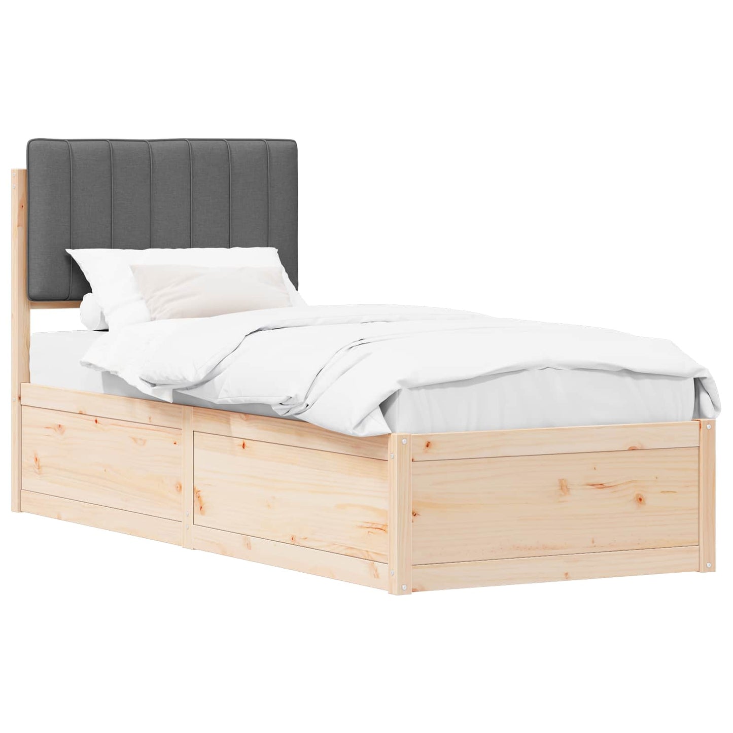 Letto con Testiera Rivestita Grigio scuro 80 x 200 cm | homemem39