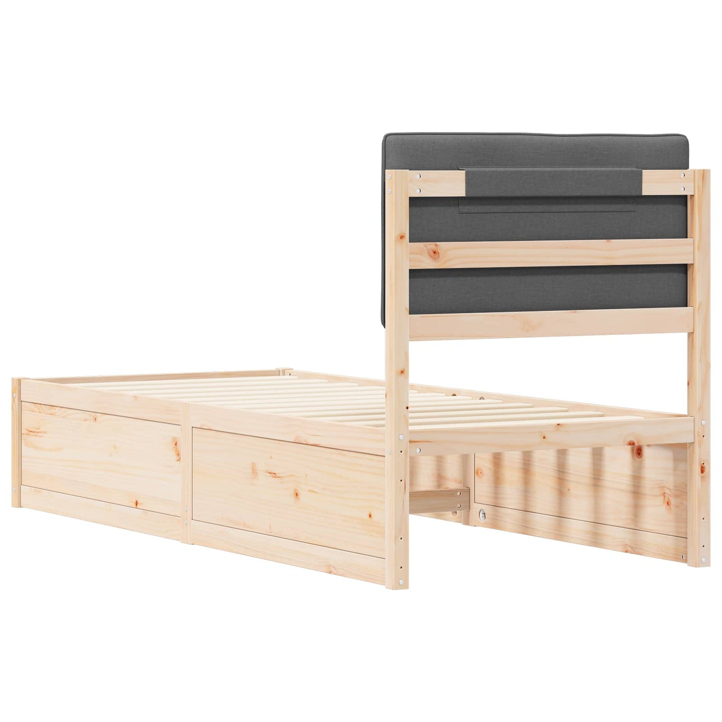 Letto con Testiera Rivestita Grigio scuro 80 x 200 cm | homemem39