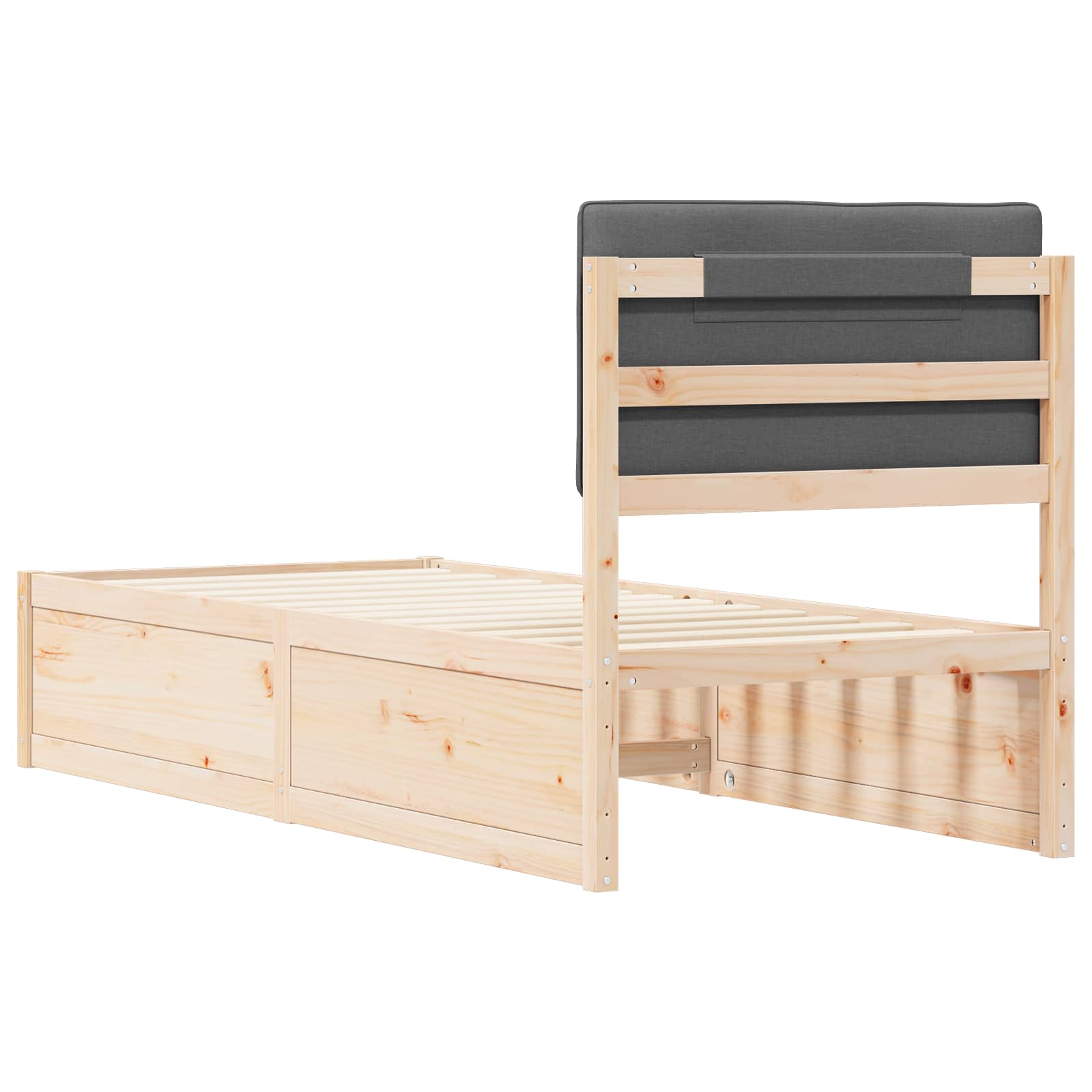 Letto con Testiera Rivestita Grigio scuro 80 x 200 cm | homemem39