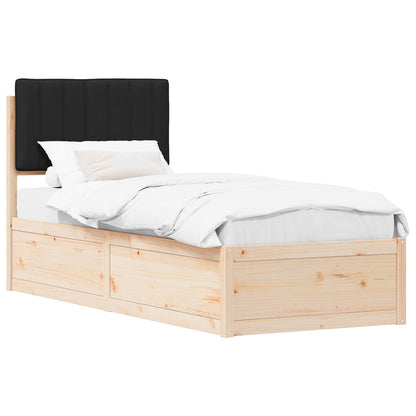Letto con Testiera Rivestita Nero 80 x 200 cm Pino massello | homemem39