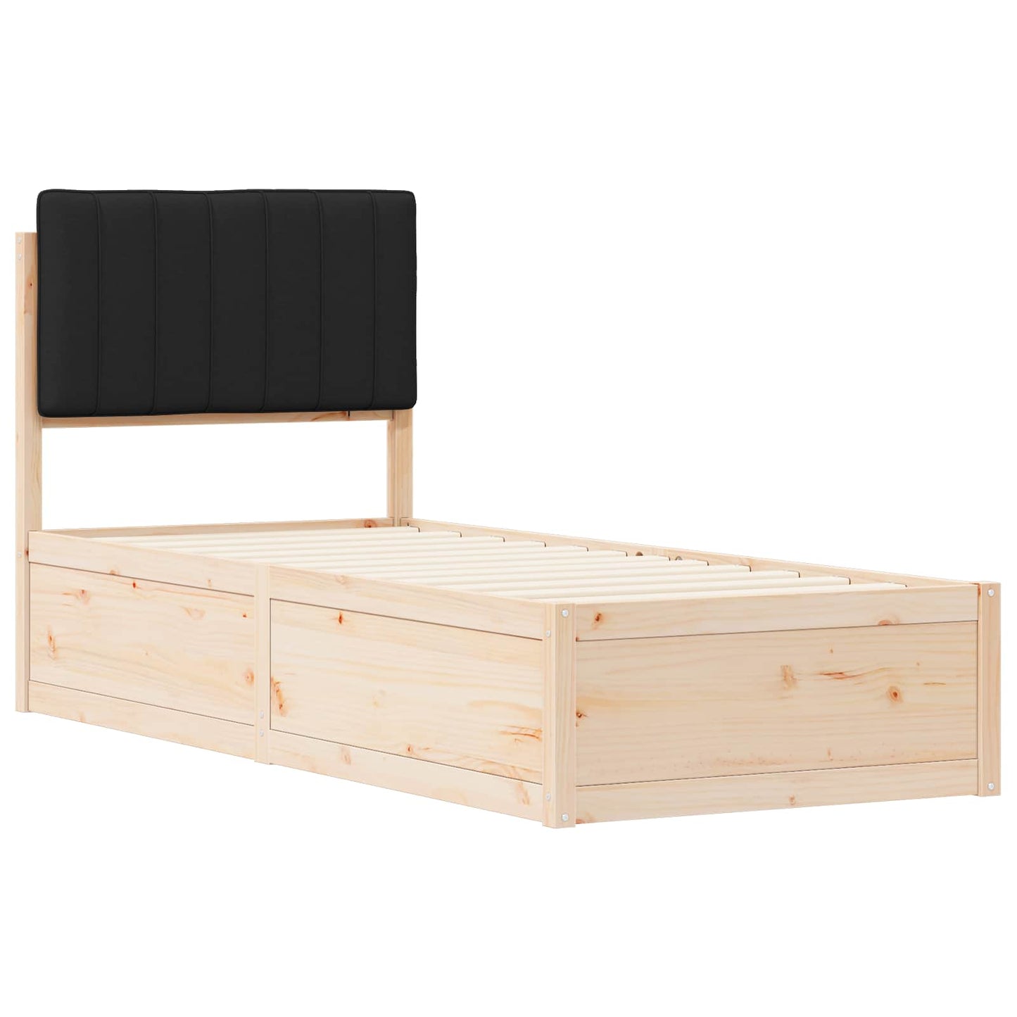Letto con Testiera Rivestita Nero 80 x 200 cm Pino massello | homemem39