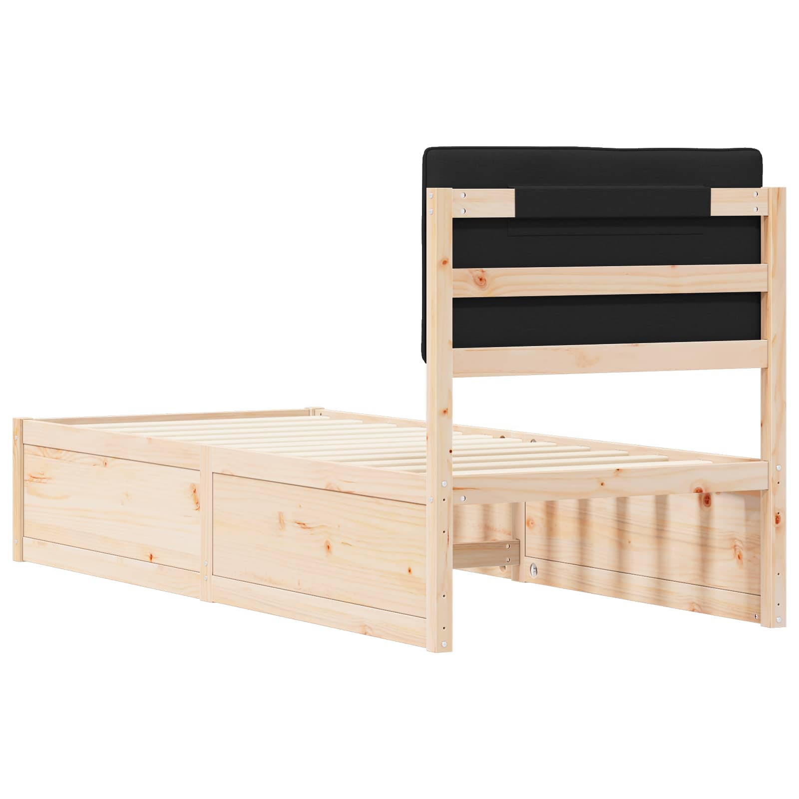 Letto con Testiera Rivestita Nero 80 x 200 cm Pino massello | homemem39