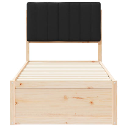Letto con Testiera Rivestita Nero 80 x 200 cm Pino massello | homemem39