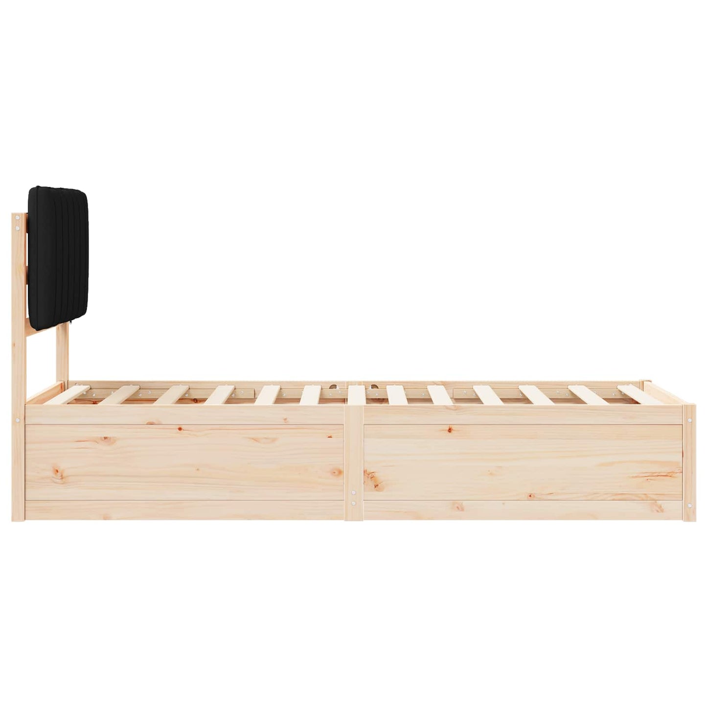 Letto con Testiera Rivestita Nero 80 x 200 cm Pino massello | homemem39
