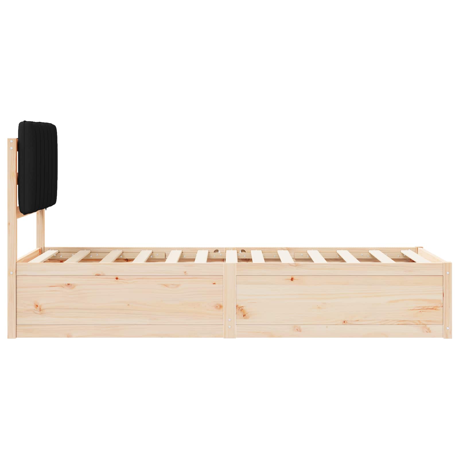 Letto con Testiera Rivestita Nero 80 x 200 cm Pino massello | homemem39
