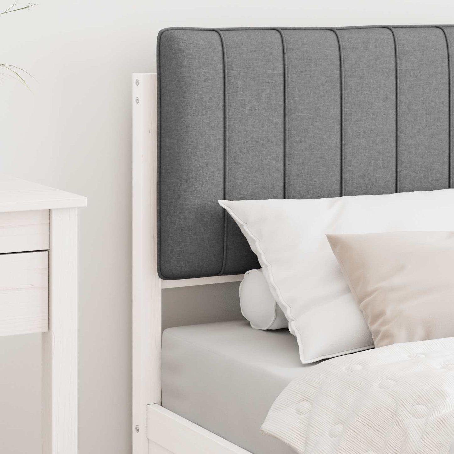 Letto con Testiera Rivestita Grigio chiaro 80 x 200 cm | homemem39