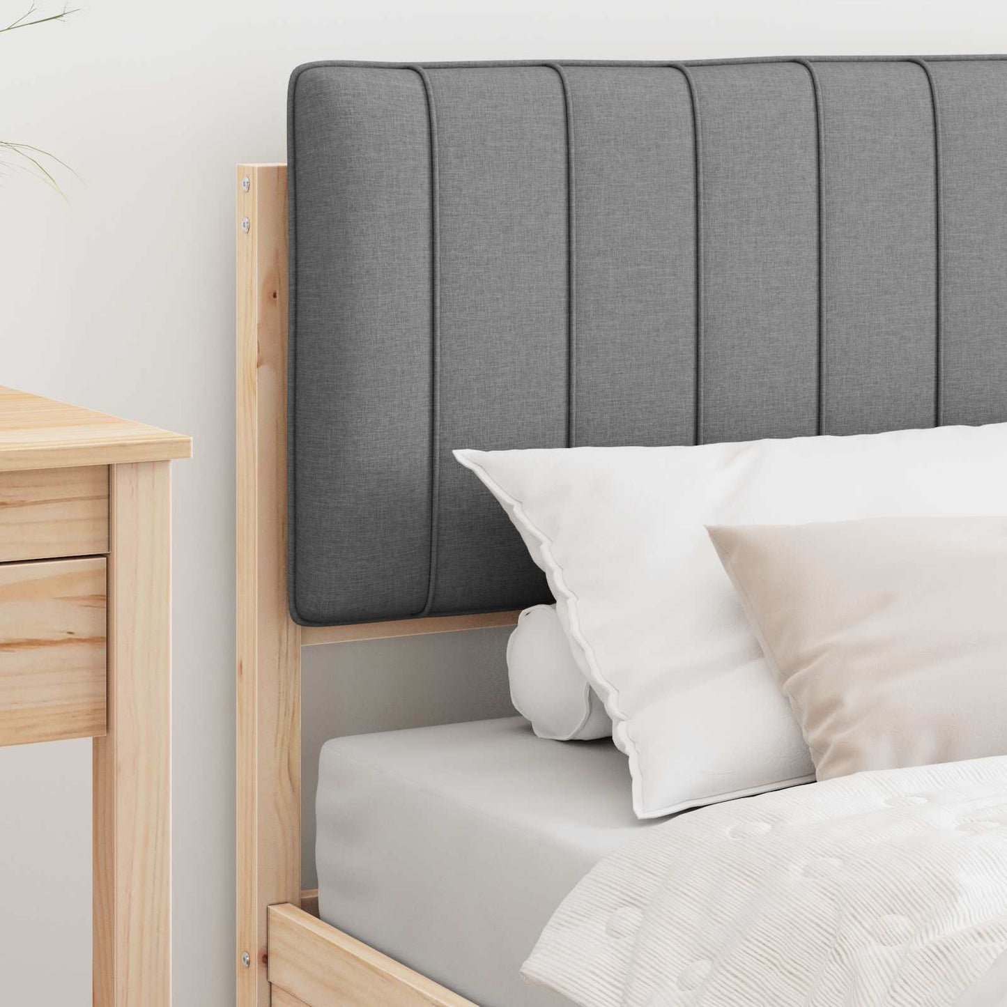 Letto con Testiera Rivestita Grigio chiaro 90 x 190 cm | homemem39