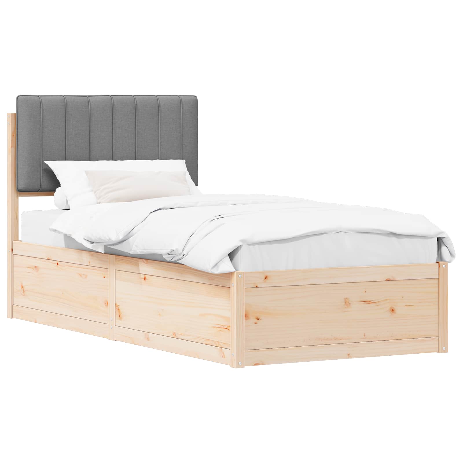 Letto con Testiera Rivestita Grigio chiaro 90 x 190 cm | homemem39