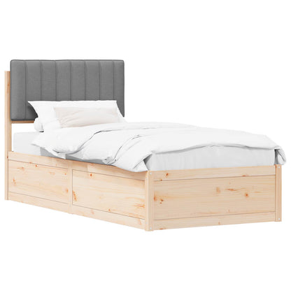 Letto con Testiera Rivestita Grigio chiaro 90 x 190 cm | homemem39