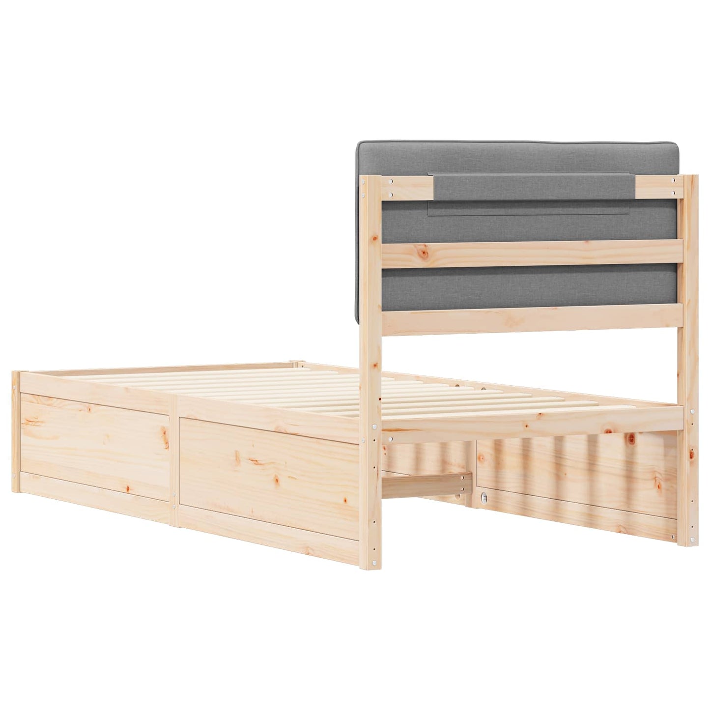 Letto con Testiera Rivestita Grigio chiaro 90 x 190 cm | homemem39