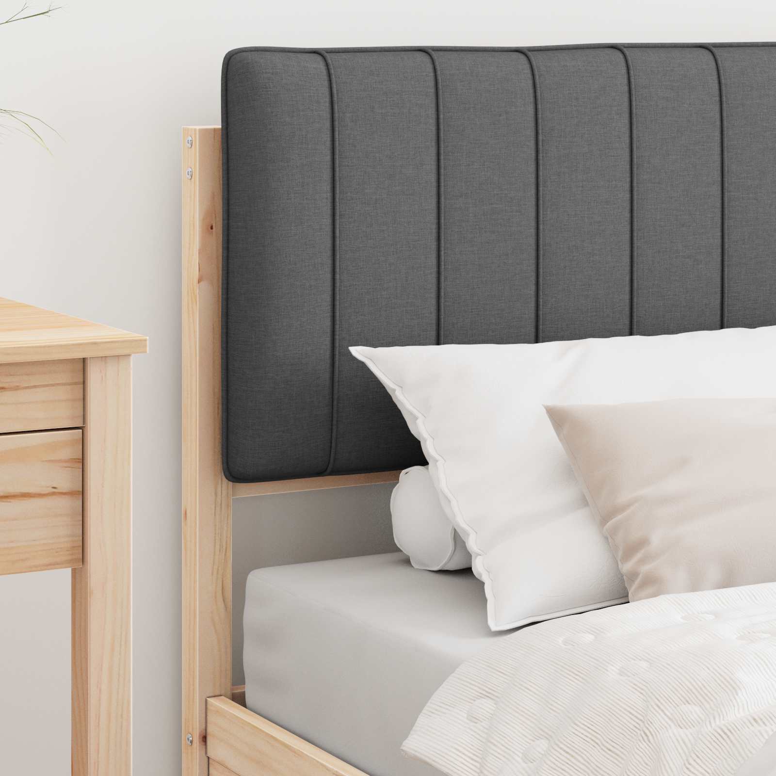 Letto con Testiera Rivestita Grigio scuro 90 x 190 cm | homemem39