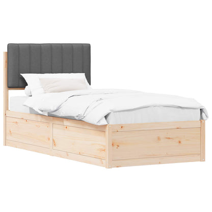 Letto con Testiera Rivestita Grigio scuro 90 x 190 cm | homemem39