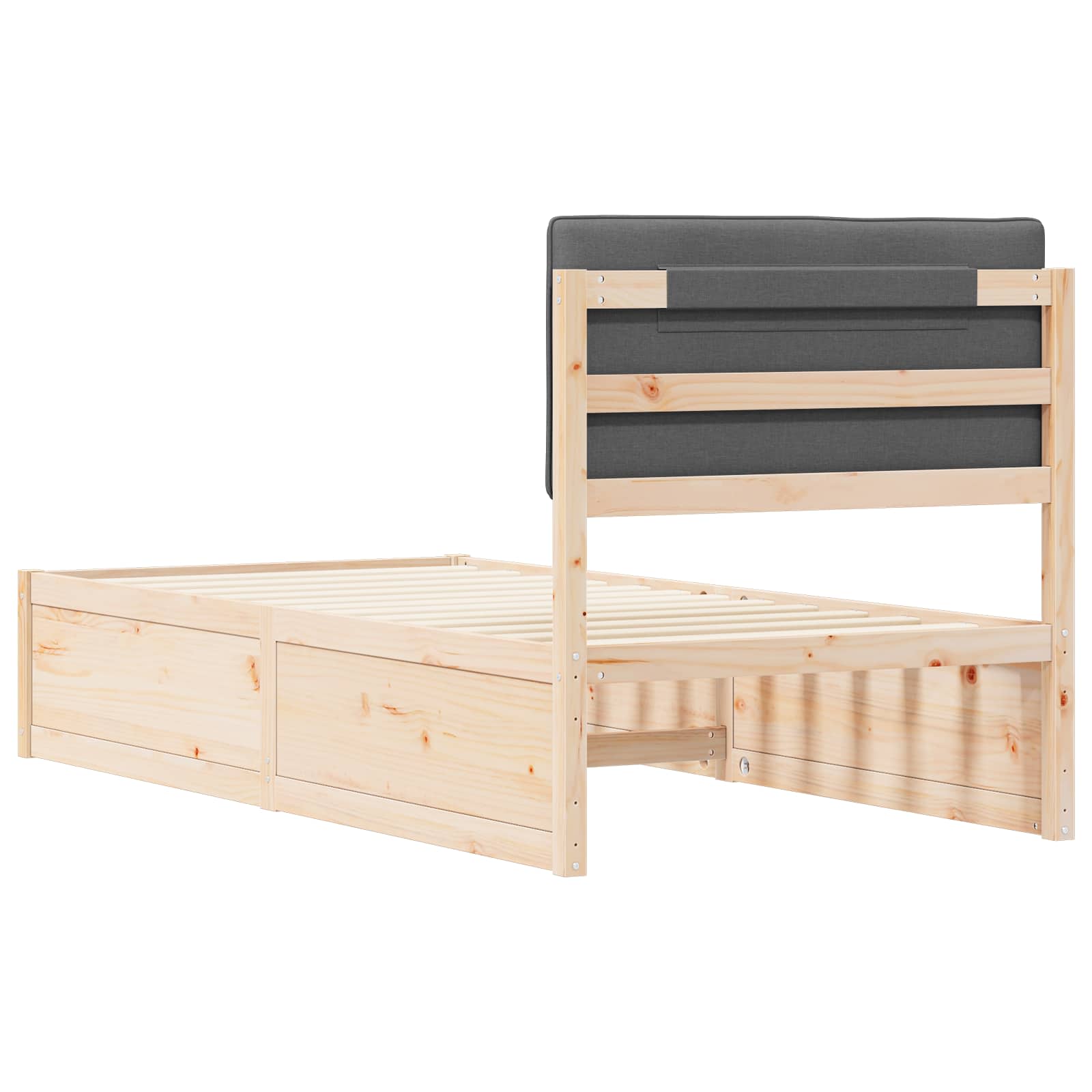 Letto con Testiera Rivestita Grigio scuro 90 x 190 cm | homemem39