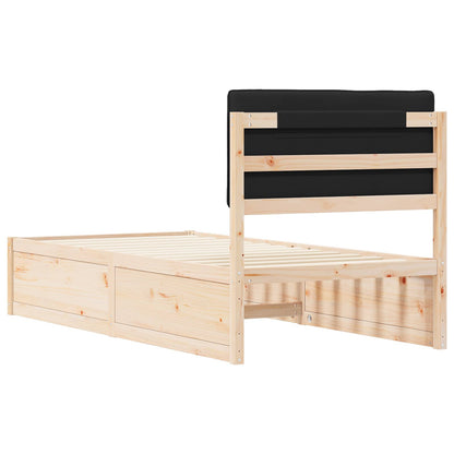 Letto con Testiera Rivestita Nero 90 x 190 cm Pino massello | homemem39