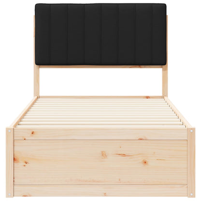 Letto con Testiera Rivestita Nero 90 x 190 cm Pino massello | homemem39