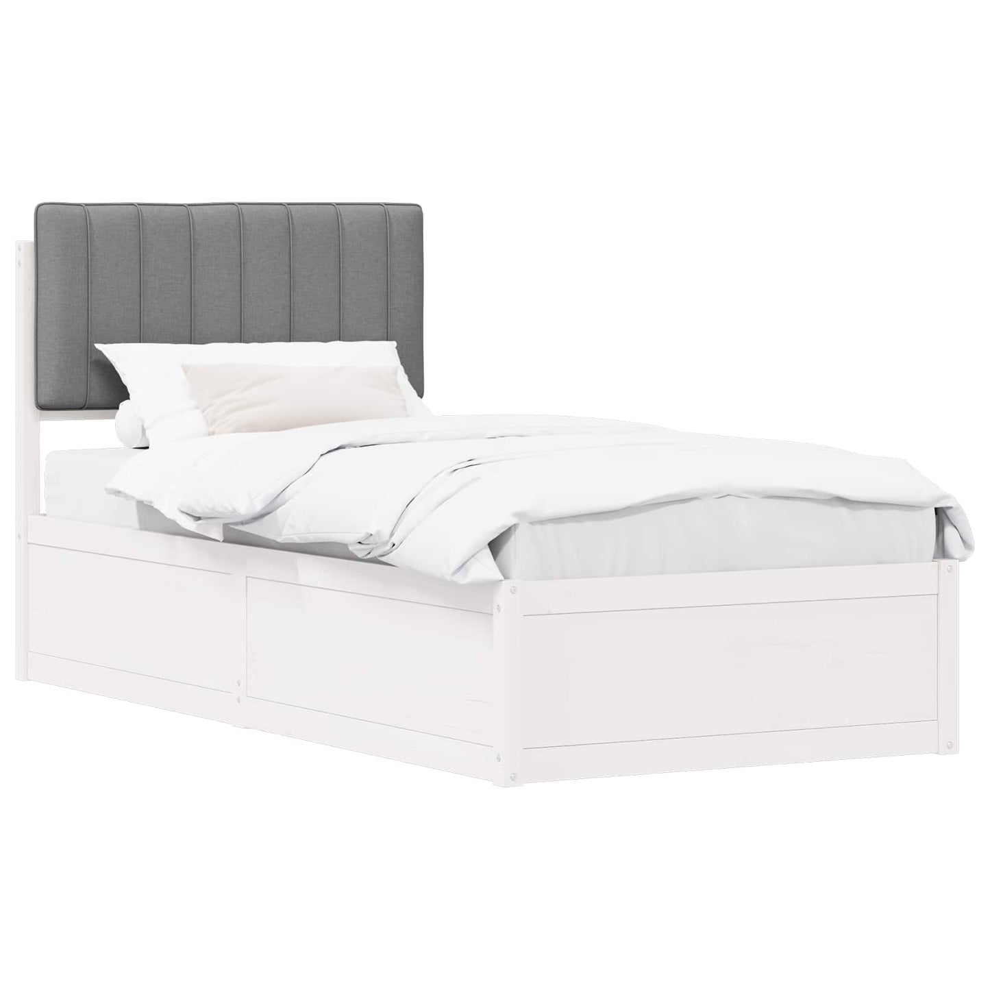 Letto con Testiera Rivestita Grigio chiaro 90 x 190 cm | homemem39
