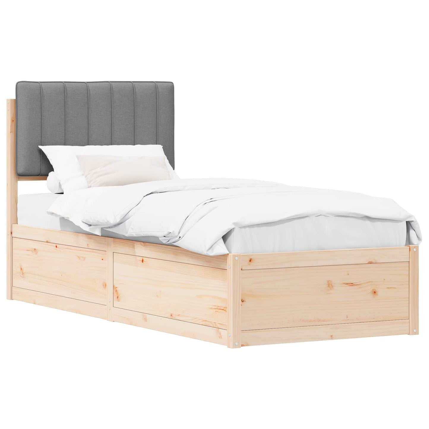 Letto con Testiera Rivestita Grigio chiaro 75 x 190 cm | homemem39